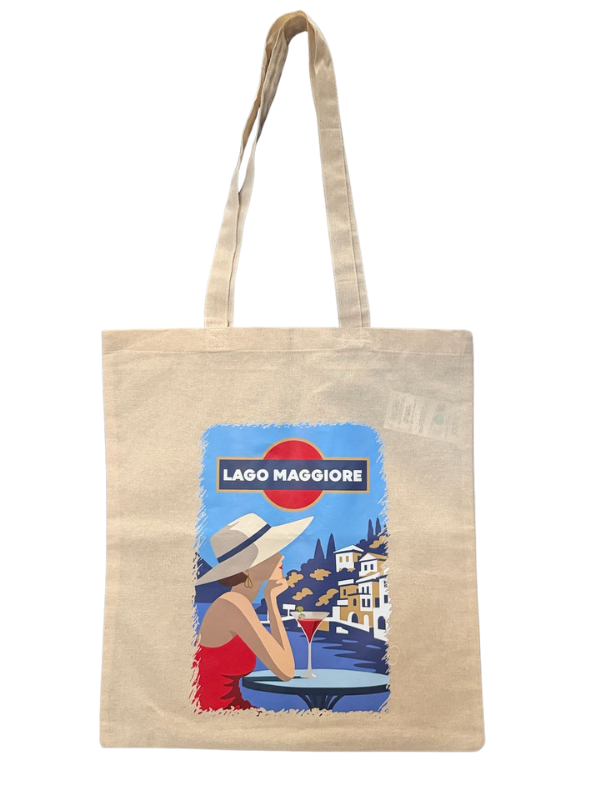 shopper con immagine città di bergamo vintage