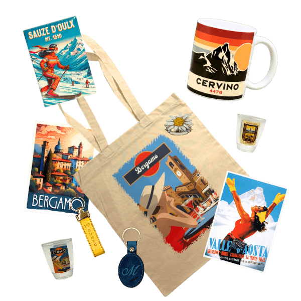Souvenir personalizzati Creative Souvenir: magneti, cartoline e portachiavi di località piemontesi